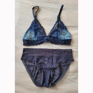 GAP Blue Ombre Bralette (S) and Grey Lace Panty (XS) set